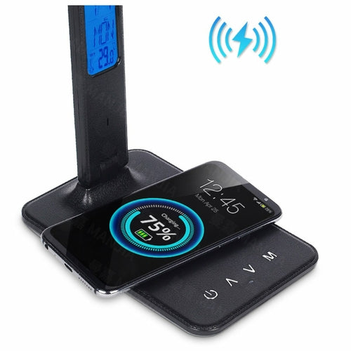 3-in-1 Desk Lamp with Wireless Charger & Clock